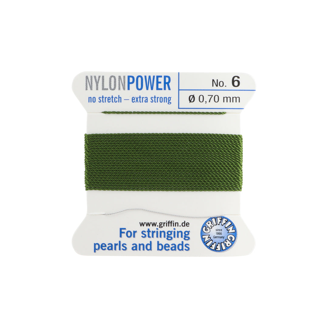 Find Perlesnor, griffin nylonpower olive m. nÄl, nylon, 2 m hos Beadhouse of Copenhagen i dag, med en altid hurtig levering!