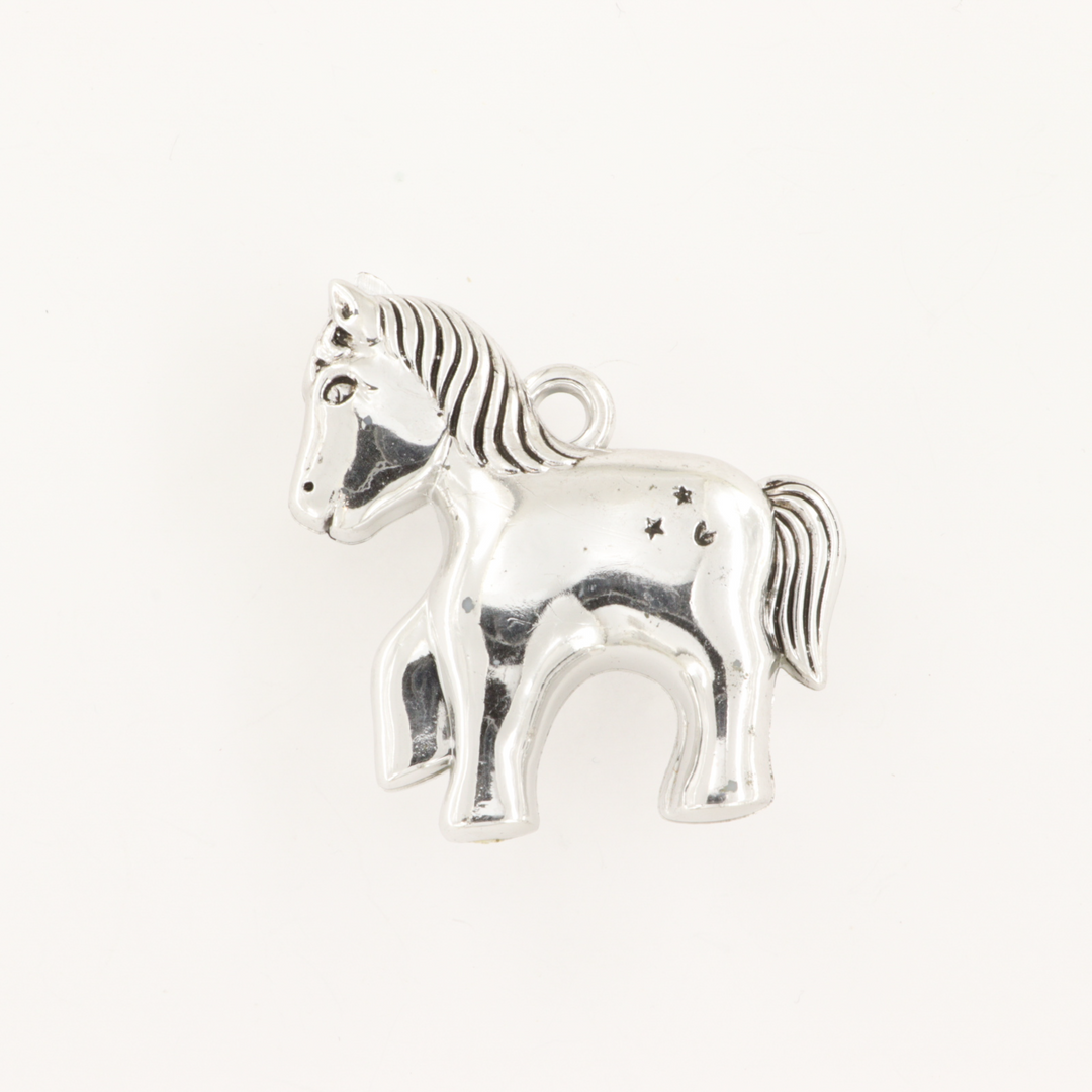 Vedhæng, Pony, 6,5x5,5 cm, forsølvet messing