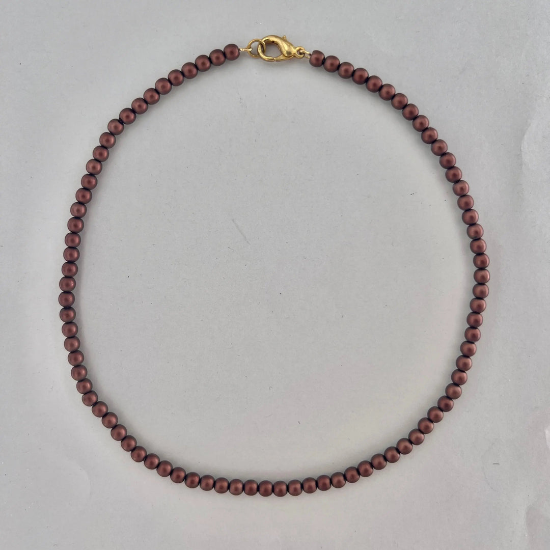 Halskæde, voksperlekæde, forgyldt messing, 42-44 cm Beadhouse of Copenhagen