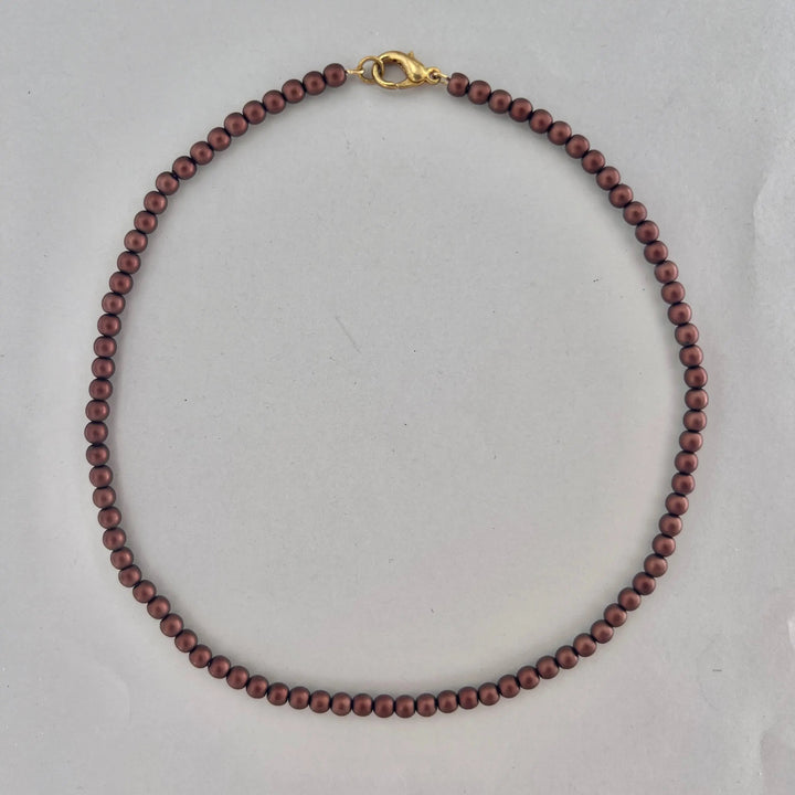 Halskæde, voksperlekæde, forgyldt messing, 42-44 cm Beadhouse of Copenhagen