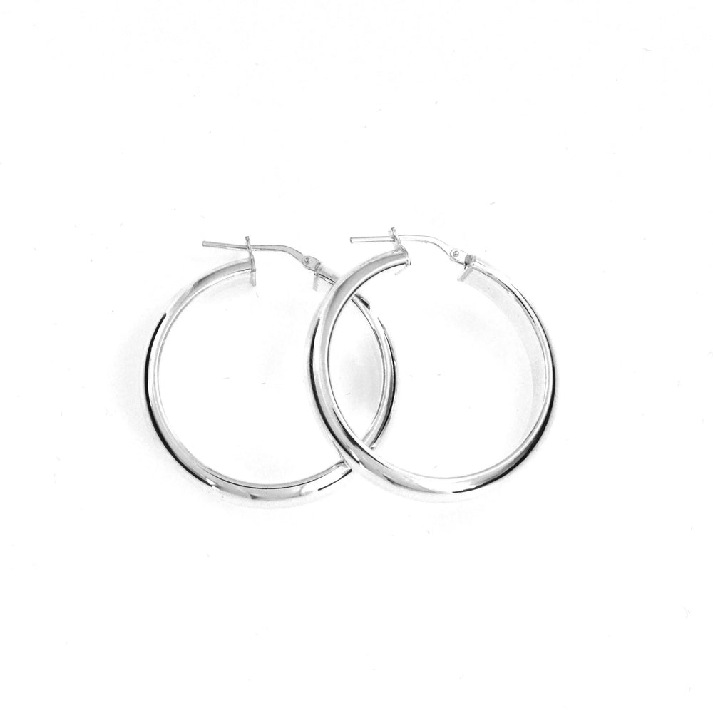 Øreringe, chunky hoops, sterlingsølv, 35 x 6 mm Italy