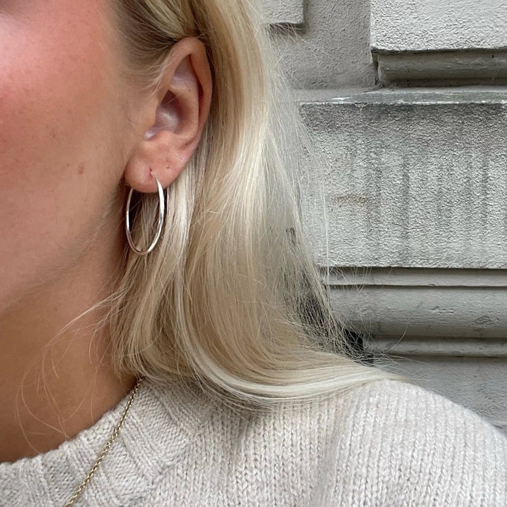 Øreringe, hoops, 30mm, sterlingsølv og forgyldt sterlingsølv BLT