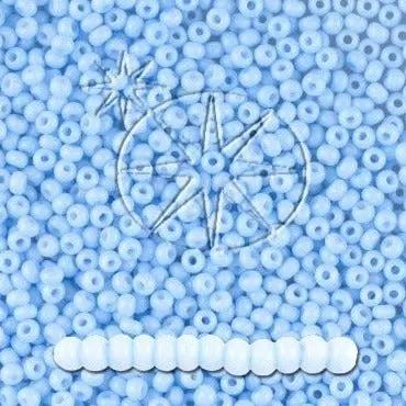 Blå glasperler, preciosa, baby blue 2 dyed chalkwhite, storkøb Preciosa