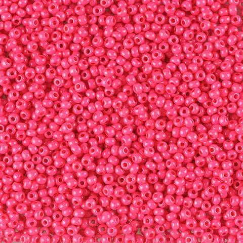 Pink glass beads, preciosa, intensive dark pink dyed chalkwhite, bulk purchase 