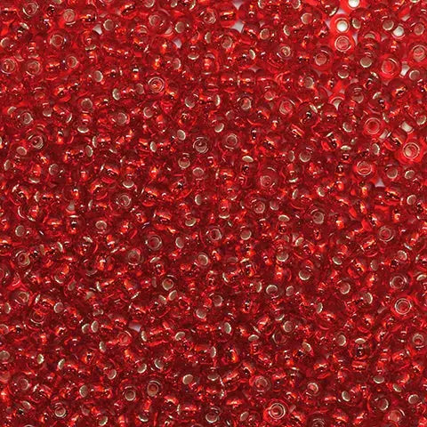 Red glass beads, preciosa, silverlined dark red, bulk purchase 