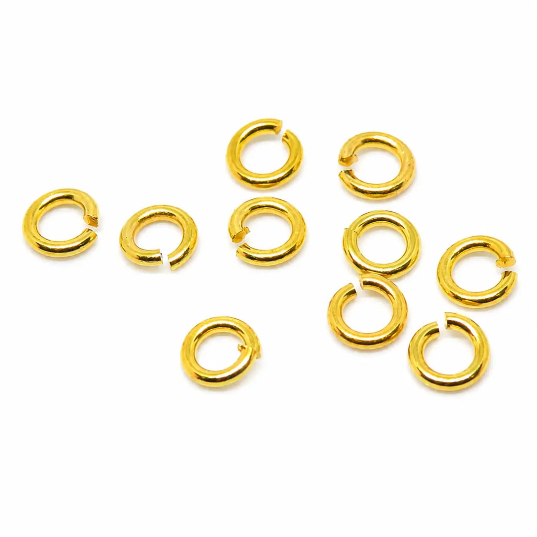 Jump rings, open, brass gilded, 5x0.8mm