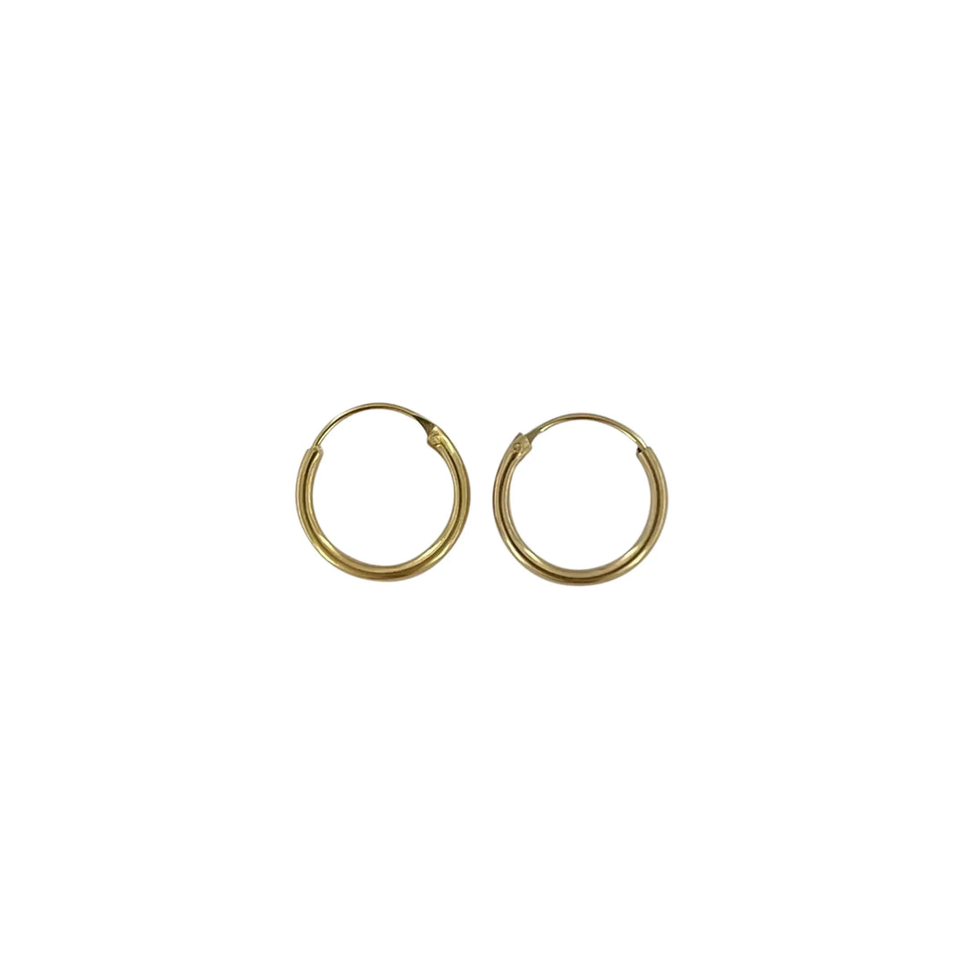 Øreringe, hoops, 12 mm, forgyldt sterlingsølv 