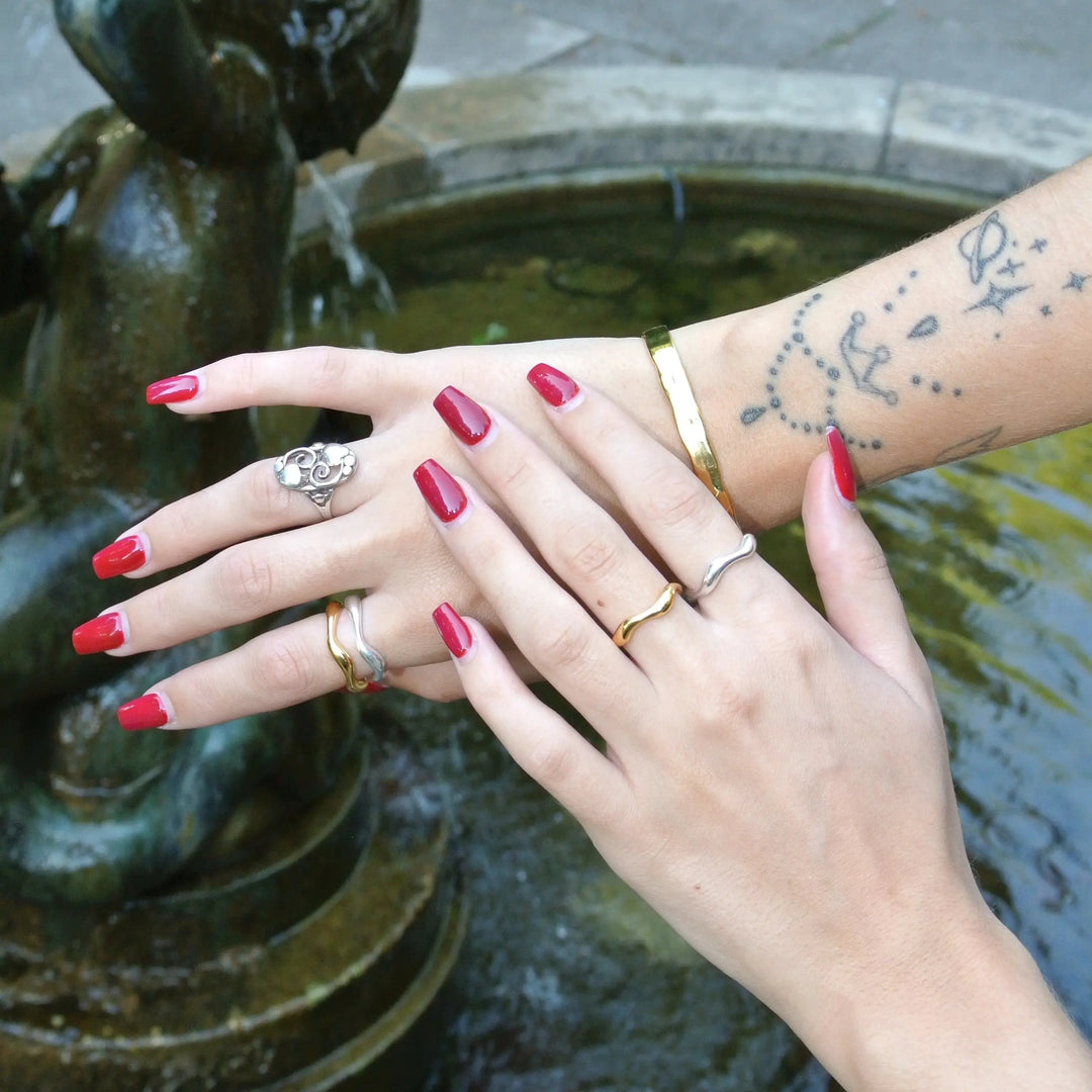 Fingerring, skønvirke snirkler, sterlingsølv og forgyldt sterlingsølv Beadhouse of Copenhagen