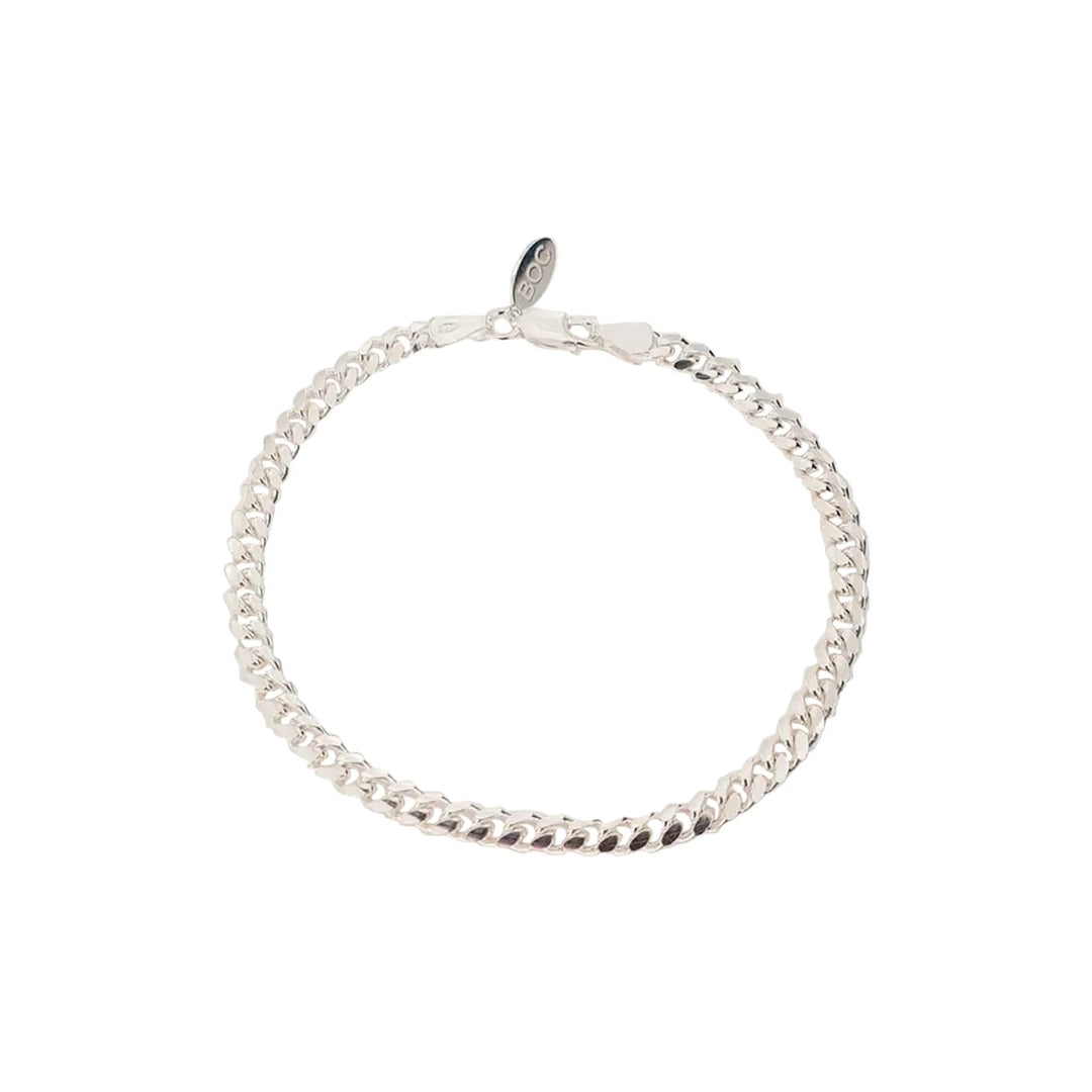 Bracelet, chunky cuban chain, sterling silver, 17-21 cm/5 mm 