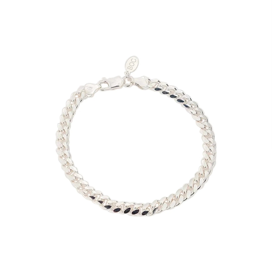 Bracelet, chunky cuban chain, sterling silver, 17, 21 cm/6 mm 