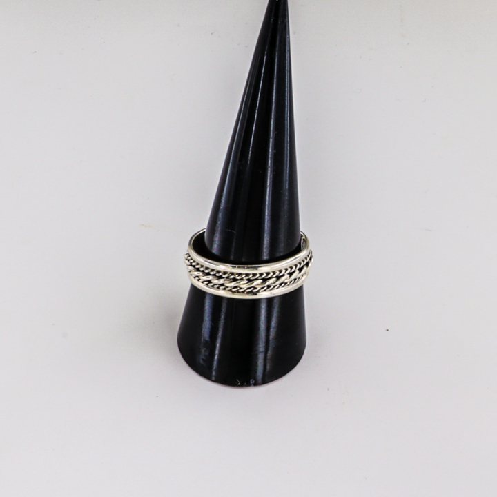 Fingerring, snoet bånd, sterlingsølv