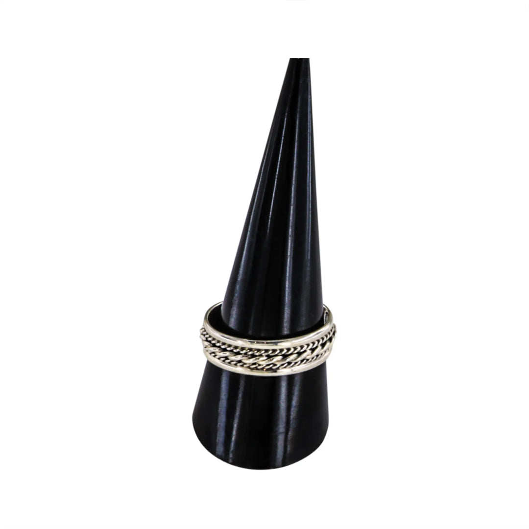 Finger ring, twisted band, sterling silver 