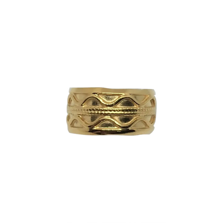Finger ring, double wave, gold-plated sterling silver 