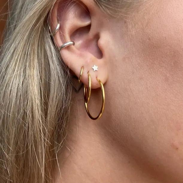 Øreringe, hoops i forgyldt messing, vip lås, 12-25mm Greece