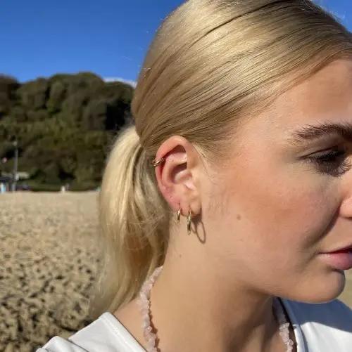 Øreringe, hoops, 14 mm, sterlingsølv og forgyldt sterlingsølv BLT