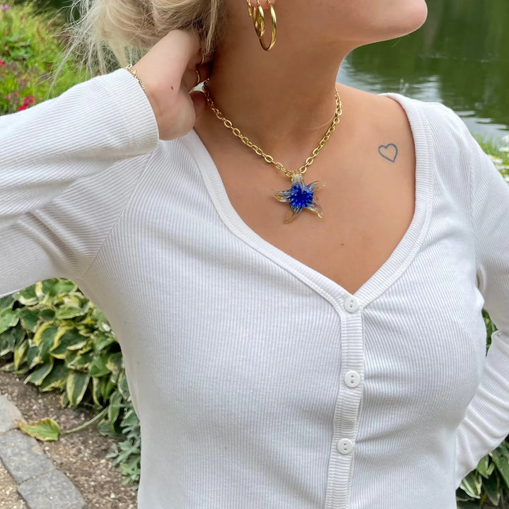 Halskæde med søstjerne, håndlavet glas Express