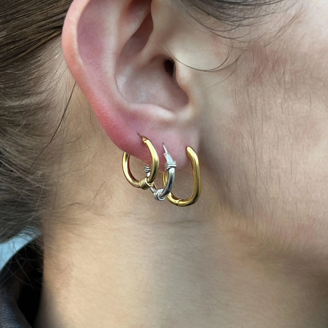 Øreringe, hoops, forgyldt messing, 18x14x2,4 mm Greece