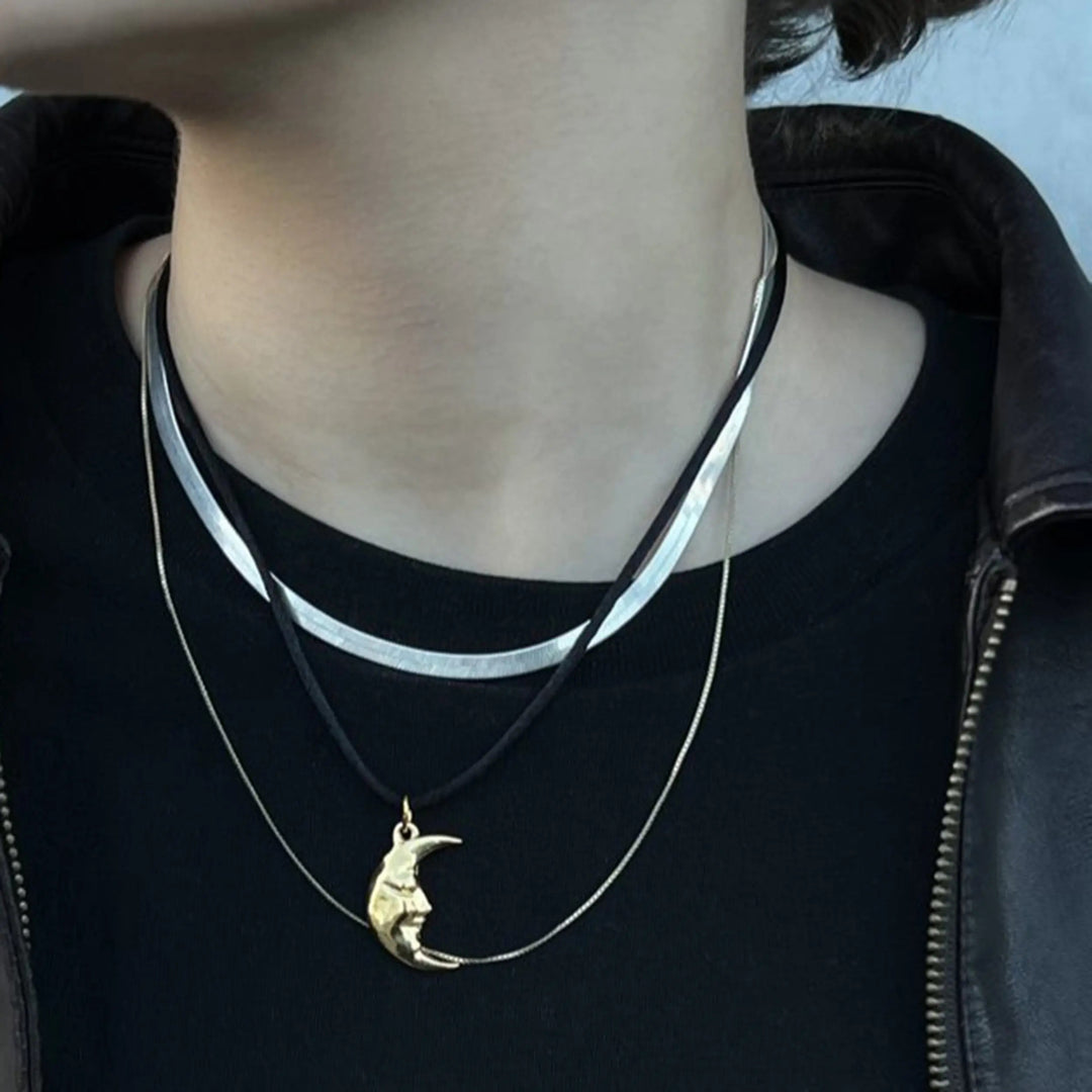 Halskæde, satinsnor med kædeforlænger, forgyldt messing Beadhouse of Copenhagen