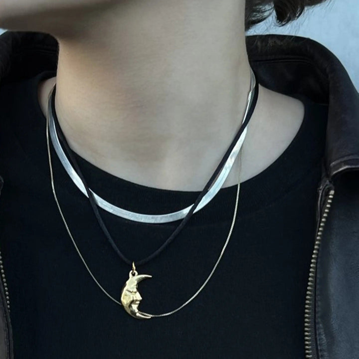 Halskæde, satinsnor med kædeforlænger, forgyldt messing Beadhouse of Copenhagen