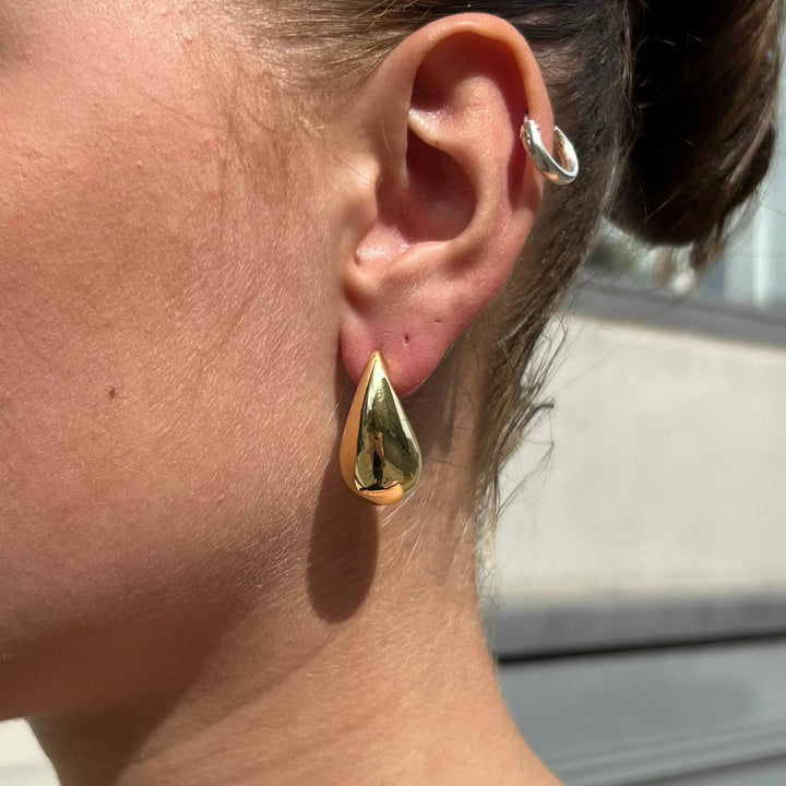 Earrings, drop, plated stainless steel, 17 x 32 mm Greece