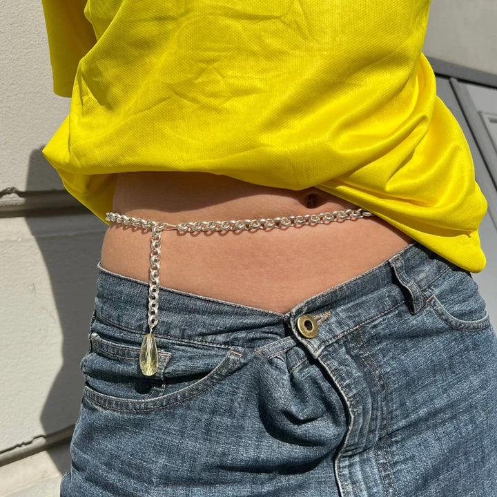 Mavekæde, rund anker (m./u. vedhæng), forsølvet messing, justerbar Beadhouse of Copenhagen