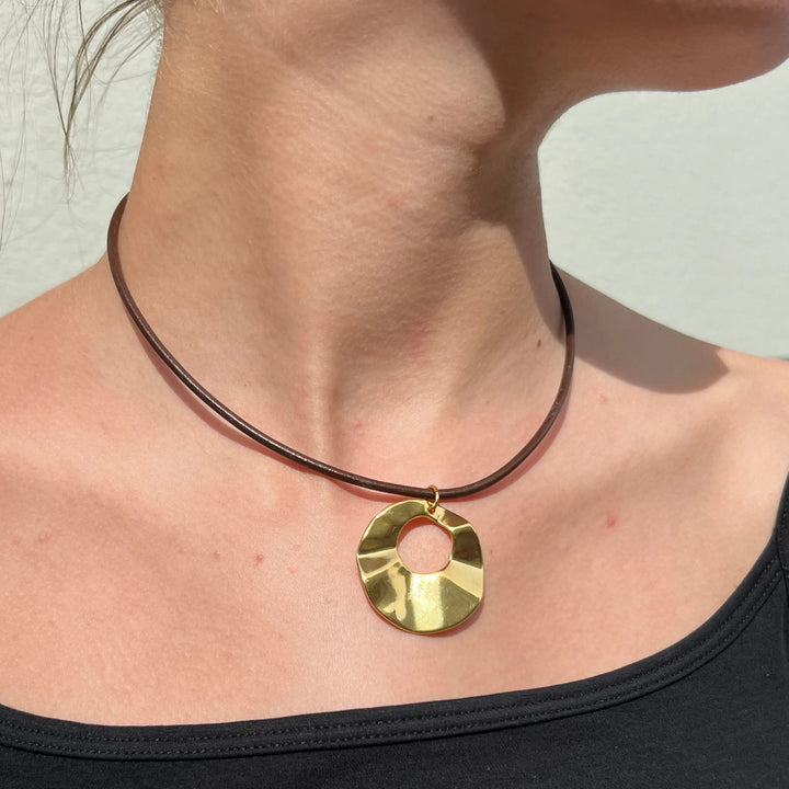 Halskæde, lædersnor, forsølvet messing, flere varianter, 37-40cm Beadhouse of Copenhagen