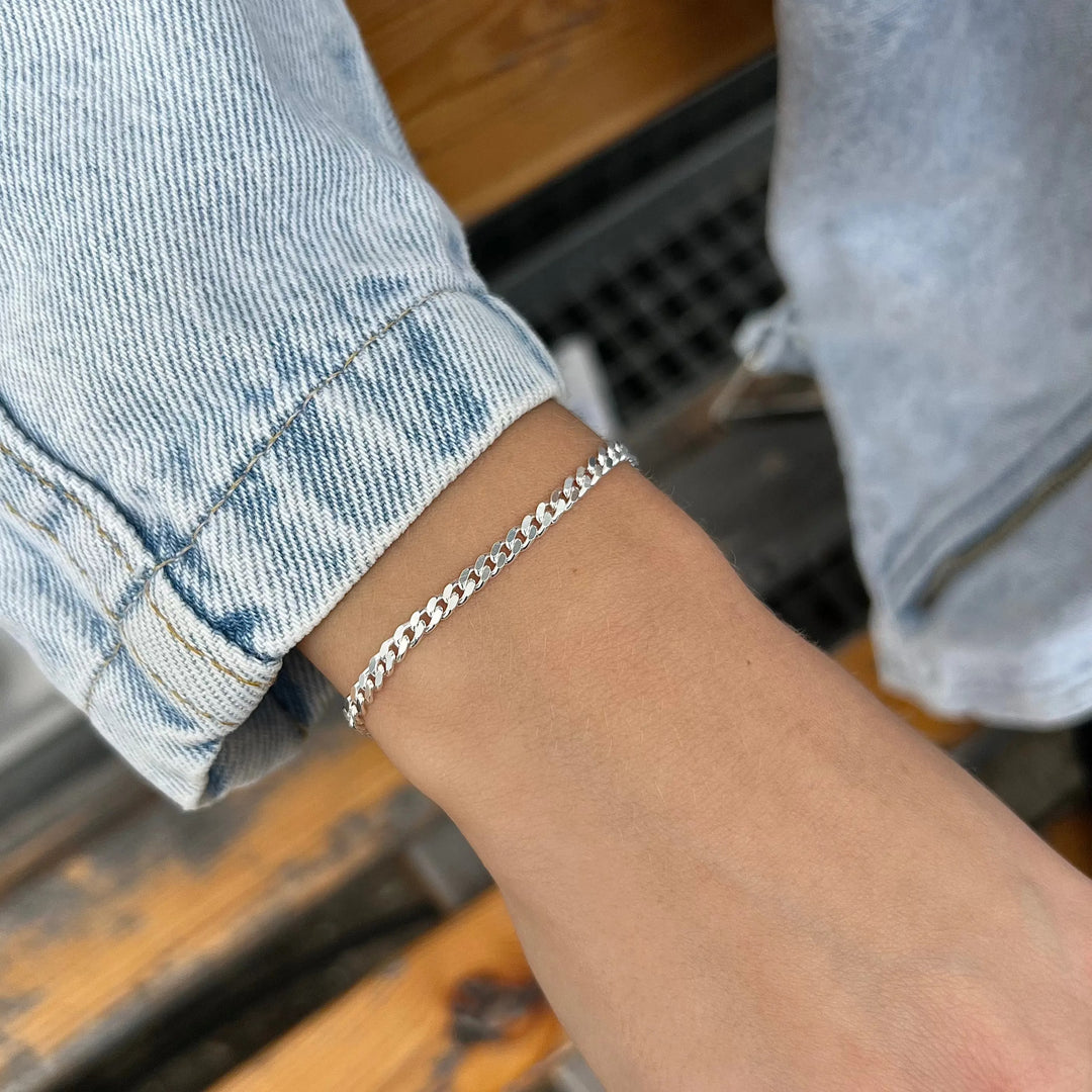 Bracelet, armor facet, sterling silver, 18.5-21 cm/3.4 mm BNH