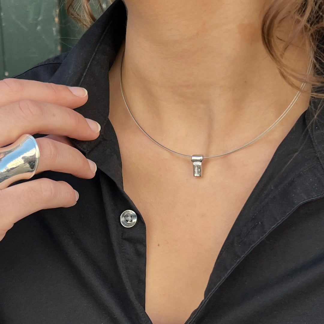 Halskæde, halsring med krystal, forsølvet messing, 40 cm Beadhouse of Copenhagen