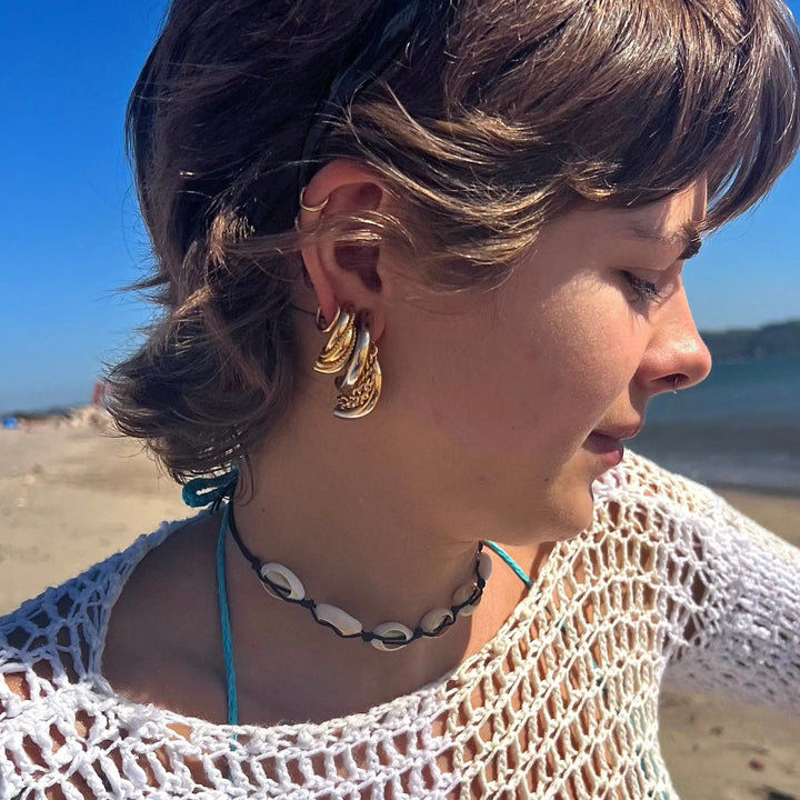 Øreringe, ørestikker, stor snoet, forgyldt messing Beadhouse of Copenhagen