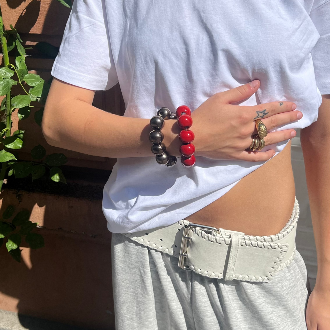 Armbånd, chunky keramik, elastik, 16-17cm, flere varianter