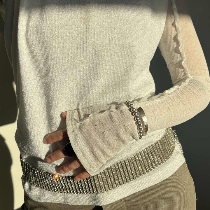 Belly chain, Simili, gold-plated and silver-plated brass, adjustable 