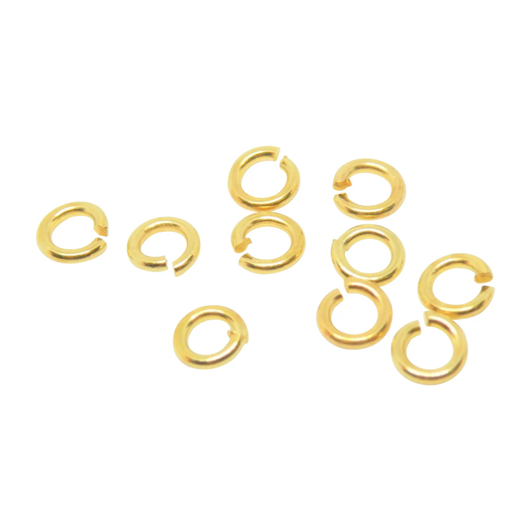 Jump rings, open, brass fg, 4 x 0.8mm 