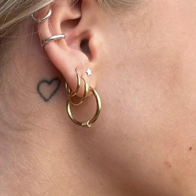 Øreringe, hoops i forgyldt messing, vip lås, 12-25mm Greece