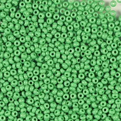 Green glass beads, preciosa, natural opaque green, bulk purchase 