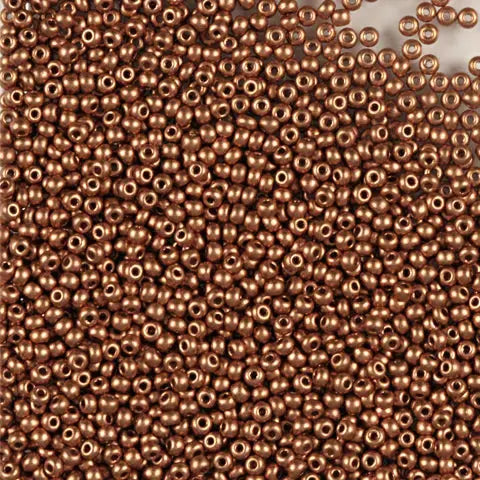 Metalliske glasperler, preciosa seed beads, soft copper 