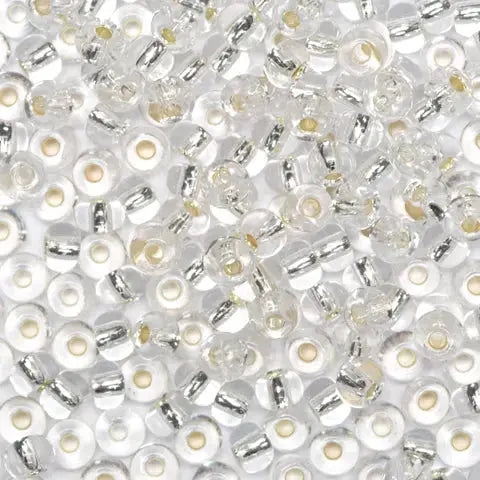 Clear glass beads, preciosa seed beads, silver lined crystal 