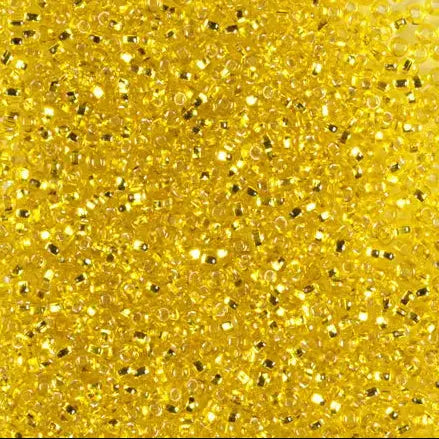 Yellow glass beads, preciosa, silverlined transparent yellow amber, bulk purchase 