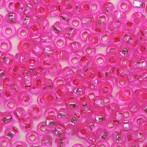 Pink Glass Beads, Preciosa, Silverlined Neon Pink Dyed Crystal, Great Purchase