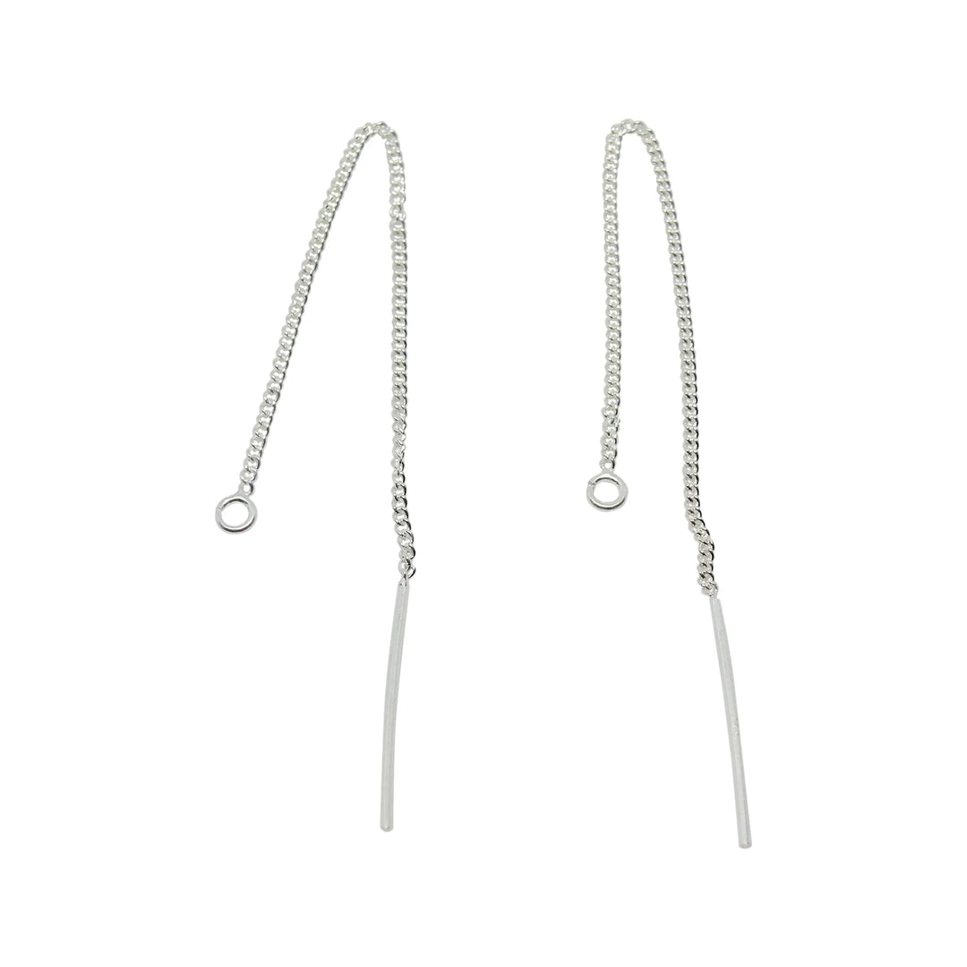 Earrings, armor facet open jump ring, sterling silver, 85 mm 