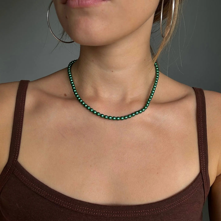 Halskæde, voksperlekæde, forgyldt messing, 42-44 cm Beadhouse of Copenhagen