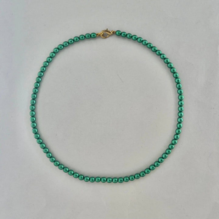 Halskæde, voksperlekæde, forgyldt messing, 42-44 cm Beadhouse of Copenhagen