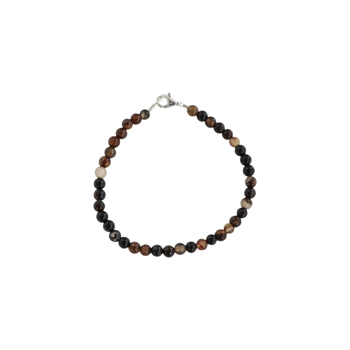 Bracelet, brown agate mix, sterling silver/gold-plated silver, 17-19cm Beadhouse of Copenhagen