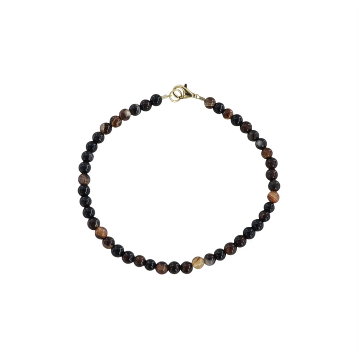 Bracelet, brown agate mix, sterling silver/gold-plated silver, 17-19cm Beadhouse of Copenhagen