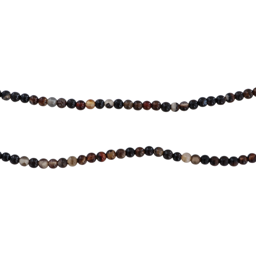 Smykkestensperler, string, brun agat, rund, 37cm, ca. 90 stk JCentre