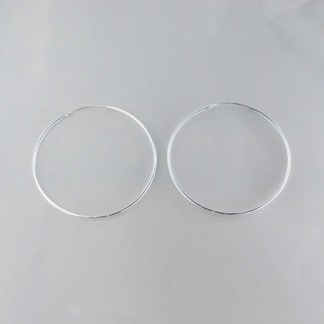 Øreringe, hoops, 60mm, sterlingsølv og forgyldt sterlingsølv BLT