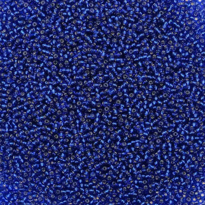 Blue glass beads, preciosa, silverlined dark sapphire 4/0 7 grams Preciosa