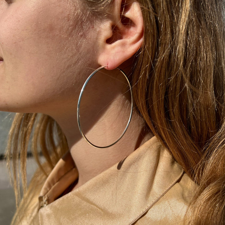 Øreringe, endless hoops, sterlingsølv, 70 x 2mm Tax