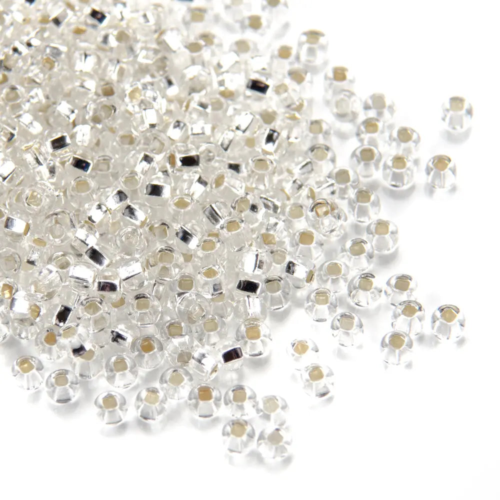 Clear glass beads, preciosa seed beads, silver lined crystal 