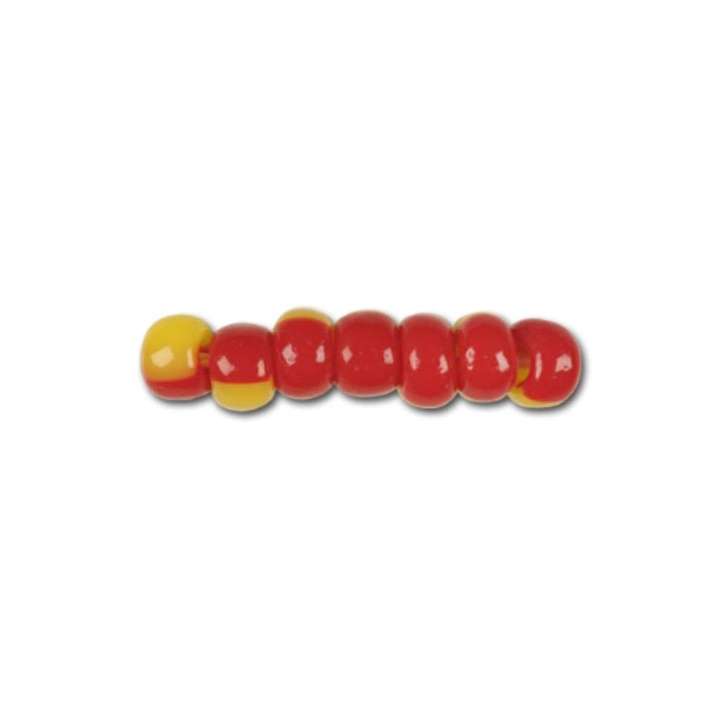 Multi -colored glass beads, Preciosa, Red and Yellow Harlequin