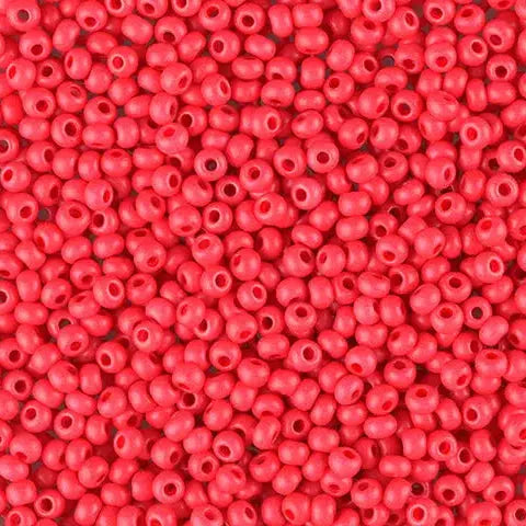Red glass beads, preciosa, intensive red dyed chalkwhite, bulk purchase 
